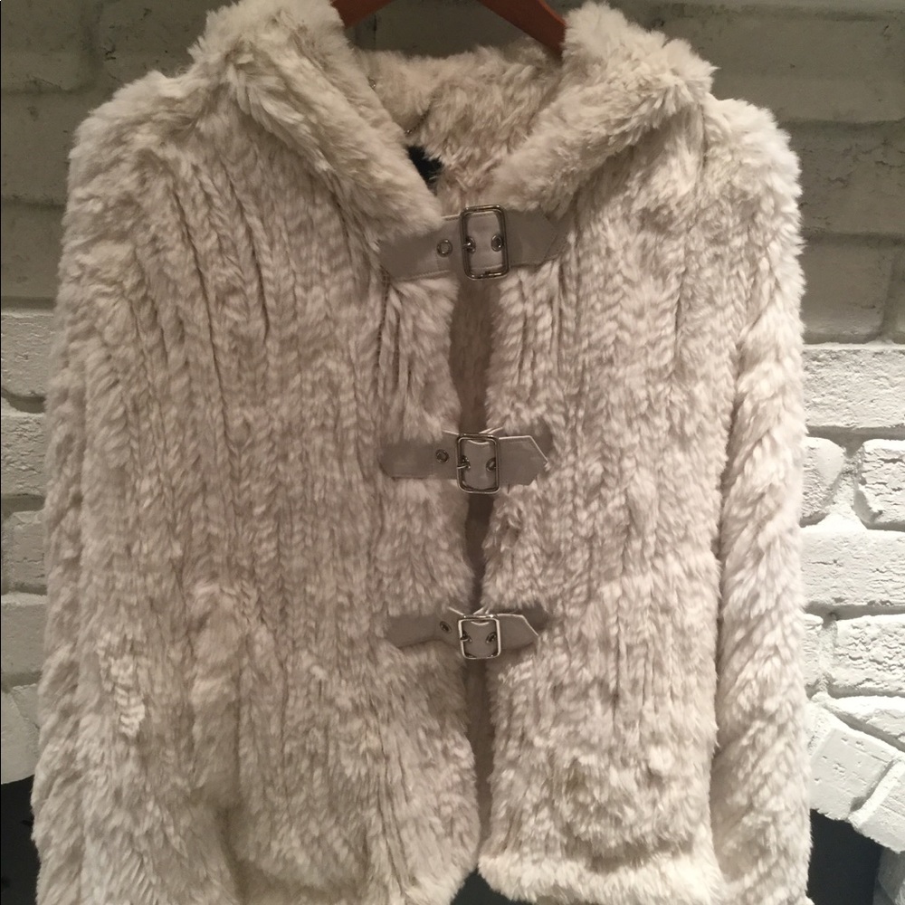 Guess Rabbit fur pull over coat